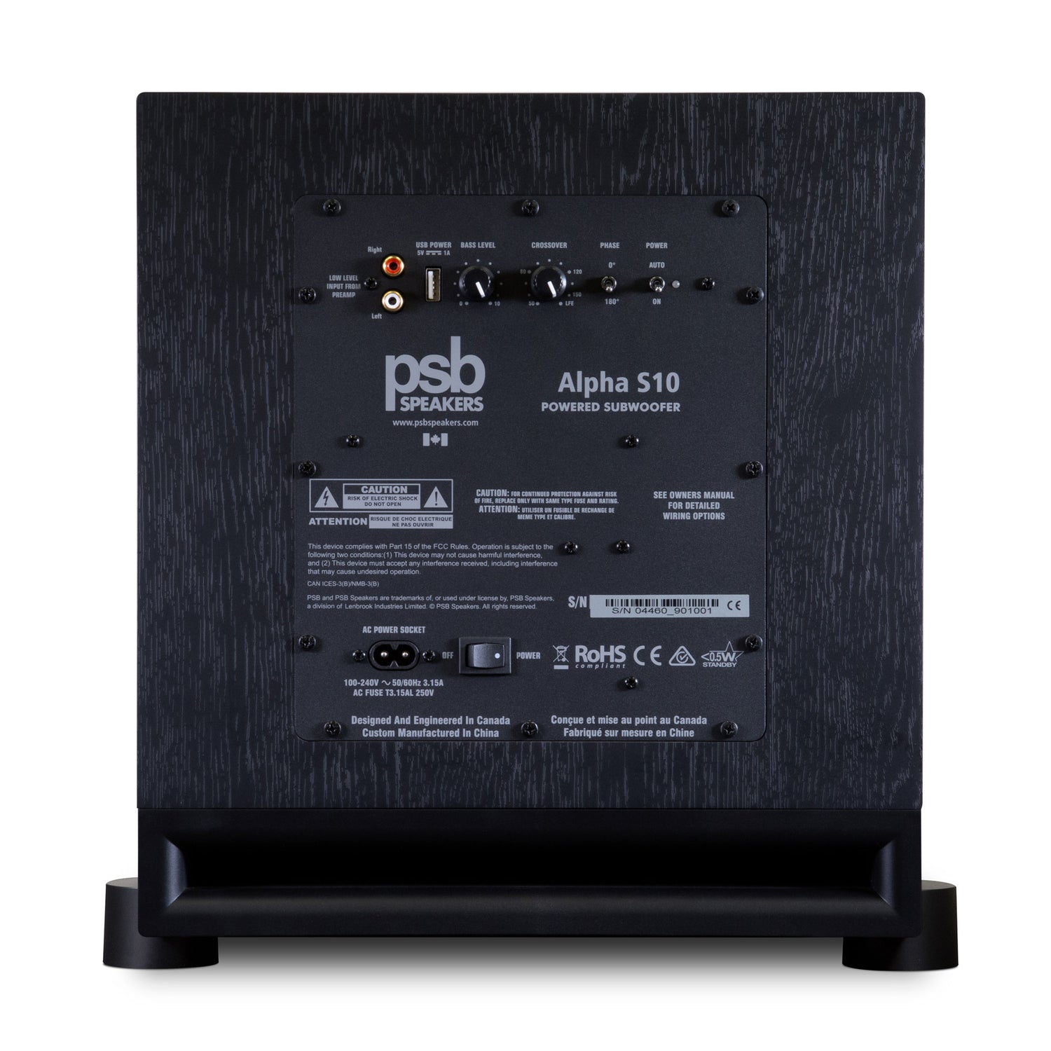 PSB Speakers Alpha S10 Subwoofer Rückseite